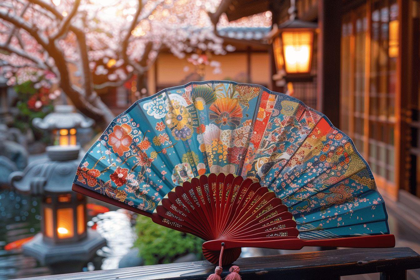 Éventail japonais authentique : rafraîchissement élégant avec un accessoire traditionnel de Kyoto